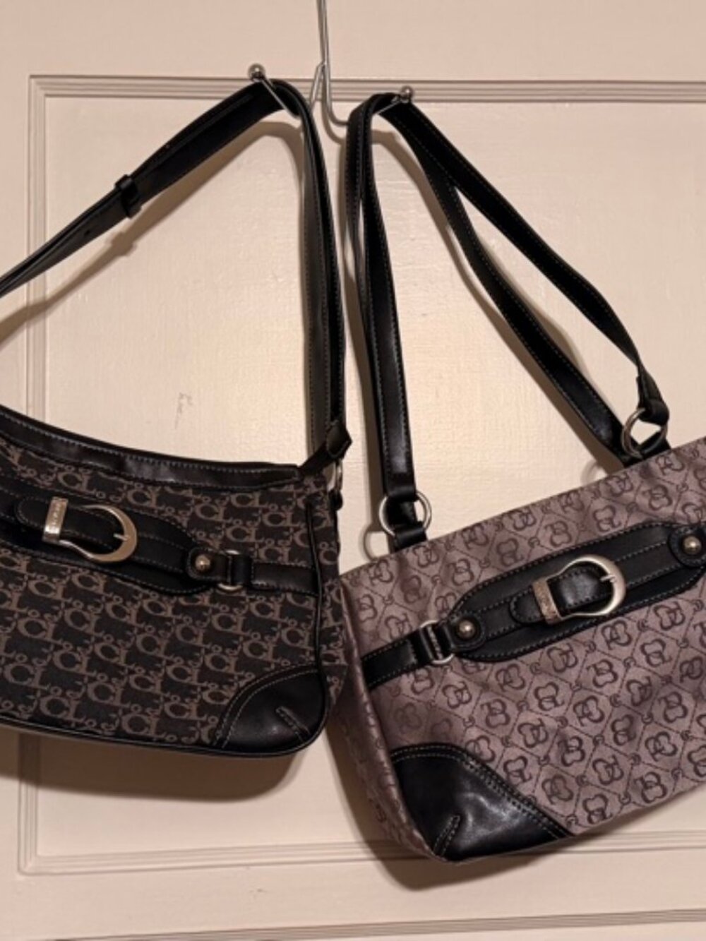 Set of 2 Carryland Logo Print Canvas Shoulder Bags
